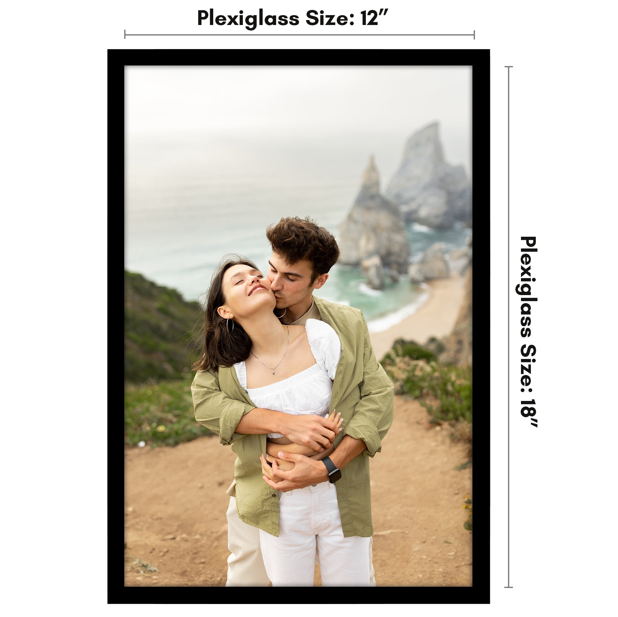Americanflat 12x18 Poster Frame with Polished Plexiglass Streamline Collection Thin Border Wall - Black