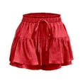 thumbnail image 5 of MIXUE Skirts For Women Summer Solid Color High Waist Stylish Sexy Drawstring Culottes Casual Mini Tennis Skirt Outwear,Red,S, 5 of 6