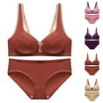 thumbnail image 2 of Npasoilc Plus Size Bras and Panty Sets for Women Full Coverage Bras Back Button Sports V-Neck Push Up Bras and Panty Everyday Set, 2 of 3