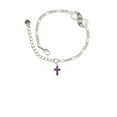 thumbnail image 2 of Delight Jewelry Silvertone Small Purple Crystal Cross Silver-tone Paw Infinity Link Chain Bracelet, 6"+2" Extender, 2 of 3