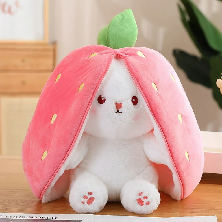  KYWYOYOU Strawberry Bunny Plush, Easter Bunny Stuffed Plush Toy,  Bunny Toy Carrot Plush with Zipper, Plush Doll Gift for Kids.(Strawberry,  11in) : Toys & Games