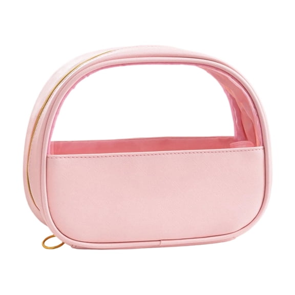 Makeup Organizer | Pink Makeup Organizer | Toiletry Organizer | Travel Organizer | Semi-Circular Small Makeup Organizer with Top Handle Birthday Gift for Travel