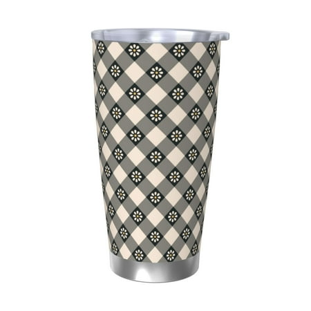 

Matuu Daisy Plaid Black for 20oz Durable Thermal Cups Keep Drinks Cold and Hot Insulated Car Mug with Lid-Without Straw