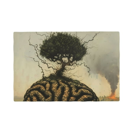 

Table Placemats Set of 6 - Surreal Brain Tree 12x18 In Faux Linen Double Heat Resistant Place Mats Cloth Indoor/Outdoor Placemats Washable Table Mats for Dining Kitchen Party