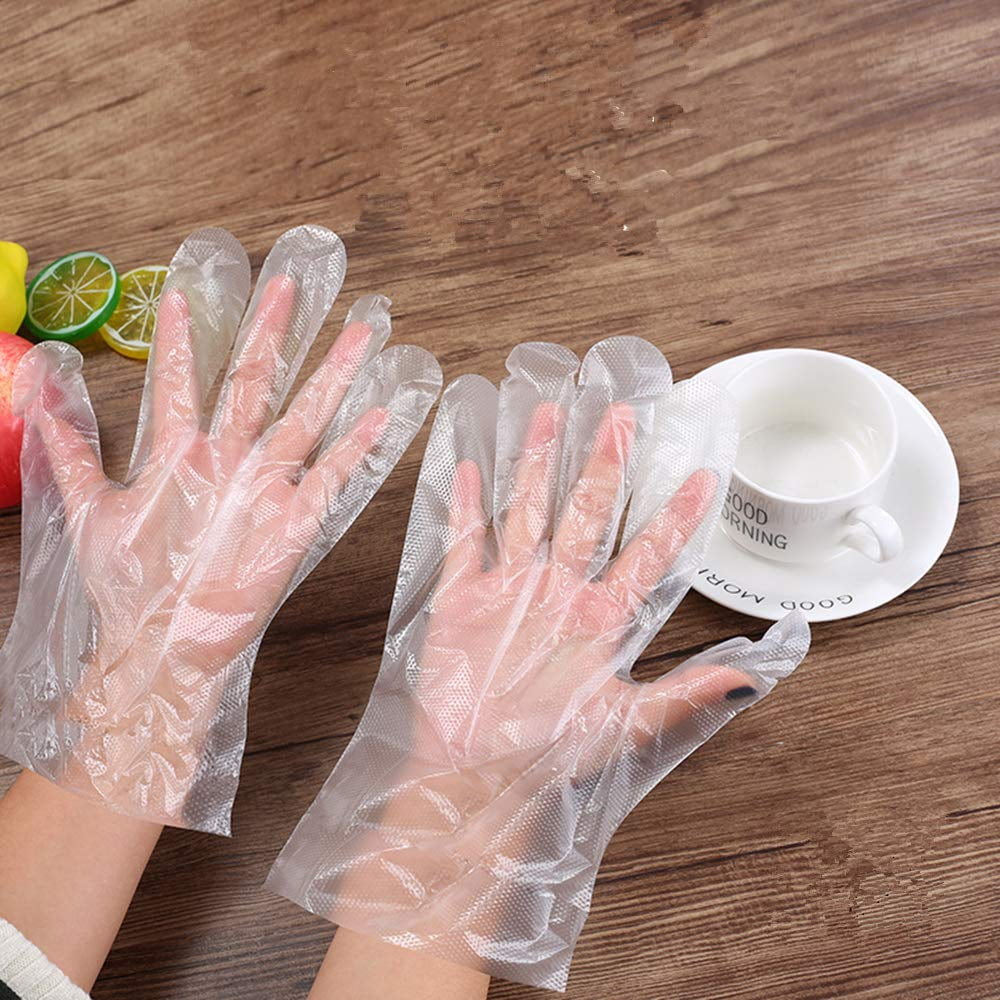 Disposable Poly Gloves, Set of 100, Thicker Food Safe Disposable Gloves, Disposable Kitchen Gloves for Cooking, Food Handling, Cleaning, One Size Fits Most