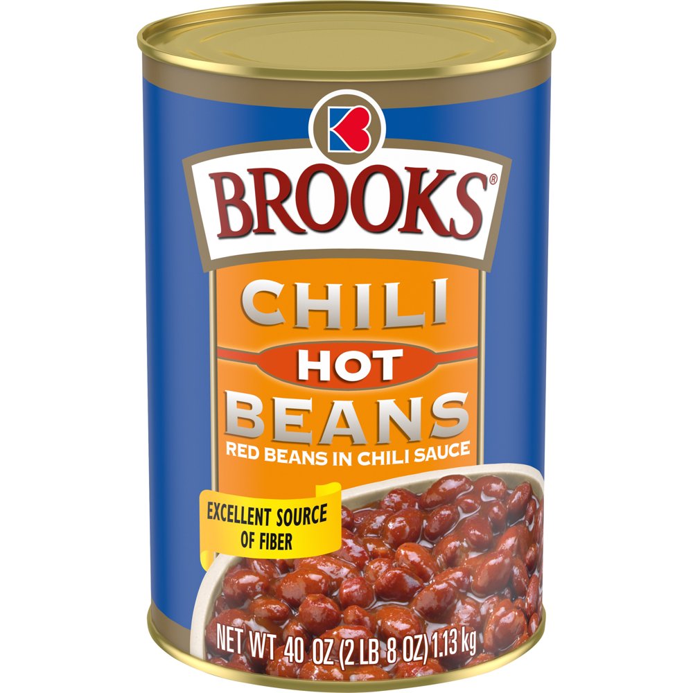Brooks Chili Beans, Canned Red Beans in Chili Sauce, Hot Flavor, 40 oz