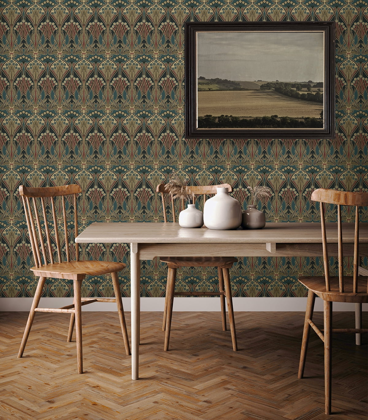 NextWall Aegean Blue & Clay Deco Dragonfly Peel and Stick Wallpaper