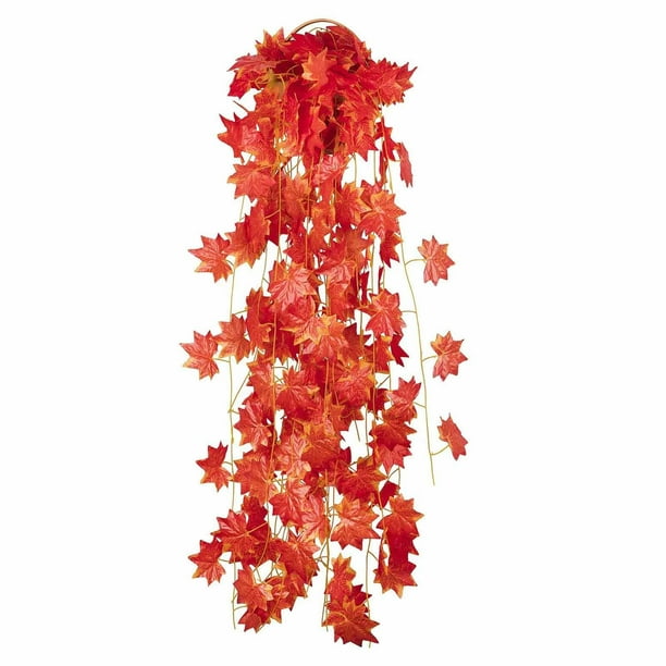 Liquidación 12pc Simulation Maple Leaf Rattan Halloween Thanksgiving Christmas Decoration Rattan