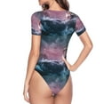 thumbnail image 4 of Balery Boat Lighthouse Storm Waves Women's Short Sleevee Crew Neck Bodysuit Tops Short Sleeve Tops Basic-Large, 4 of 9