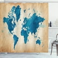 thumbnail image 1 of Ambesonne Map Shower Curtain, Vintage Watercolor, 69"Wx70"L, Navy Blue Sand Brown, 1 of 3