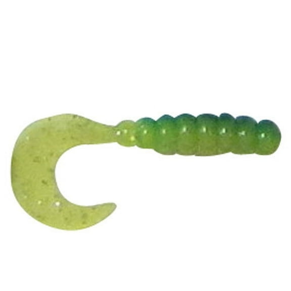 Creme 2" Tri-Color Swirl Tail Lure, Lemon, Lime, & Chartreuse, 10 Count