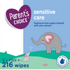Parent's Choice Sensitive Care Aloe Baby Wipes, 3 Flip-Top Packs (216 Total Wipes)