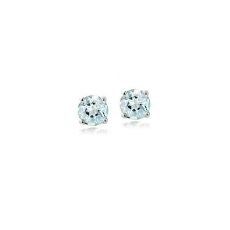Sterling Silver 4 Mm Round Lab Created Aquamarine Studs Earrings Sterling Silver 4 Mm Round Lab Created Aquamarine Studs Earrings