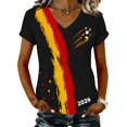 thumbnail image 1 of Women's Germany Football Graphic T-Shirt, Women's V-Neck T-Shirt German Soccer Letter Print Graphic Tee, Casual Fashion Top, Summer Short Sleeve Blouse for Soccer Tournament 2026 Black Size: XL, 1 of 3