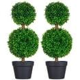 thumbnail image 1 of HOMCOM Artificial Boxwood Topiary Tree Set of 2, Faux Boxwood Topiary Trees, 1 of 10