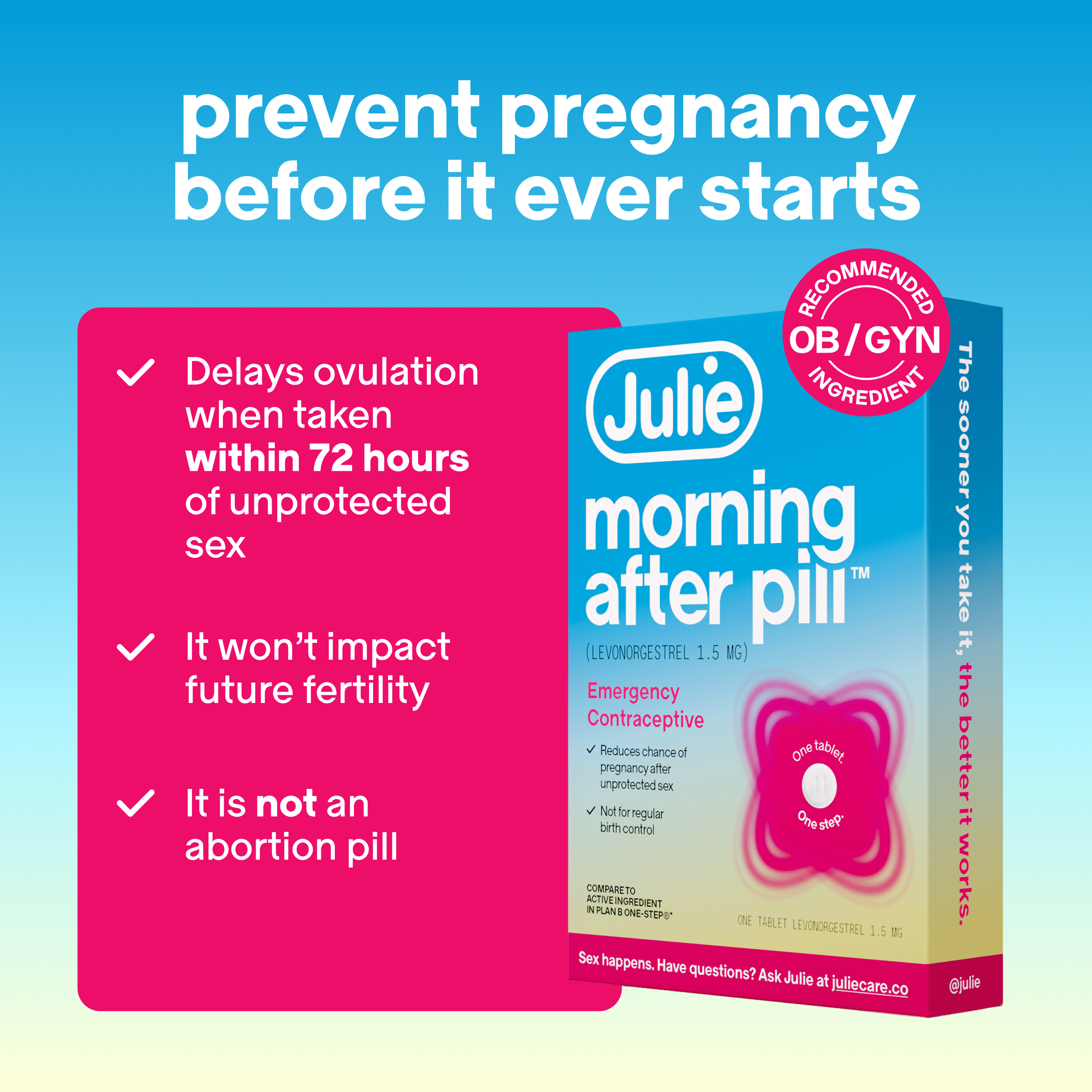 Julie Morning After Pill - 1 Count Emergency Contraceptive