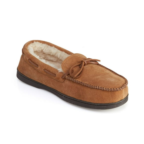 Men's Dearfoams 80313 Suede Moccasin Slipper With Memory Foam (Chestnut Shoe 10)