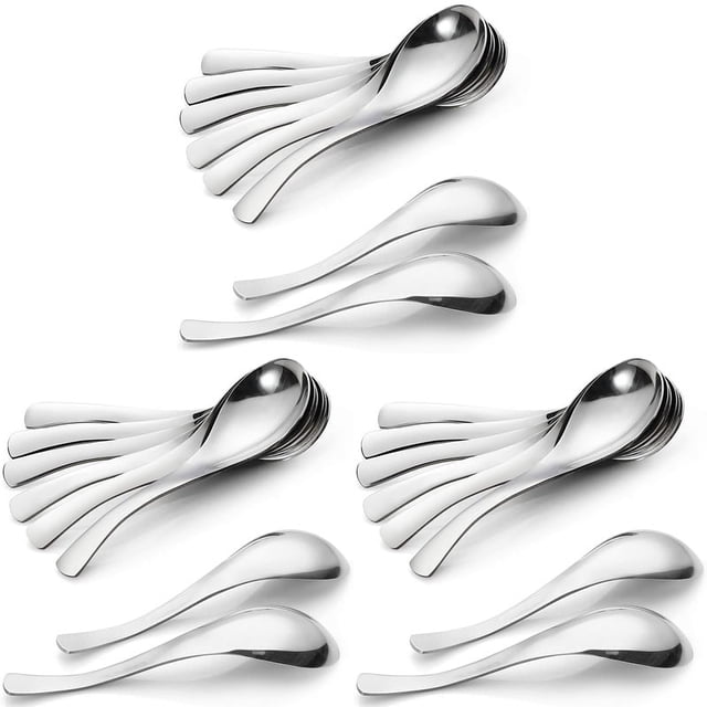 24x Cucharas de Sopa, Cucharas de Sopa de Acero Inoxidable, Cucharas de Mesa Gruesas Y Pesadas