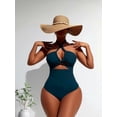 thumbnail image 4 of URSOFINE Women's One Piece Swimsuit Halter Neck Ruched Tummy Control Slimming Swimwear Cutout High Cut Bathing Suit for Beach, 4 of 4