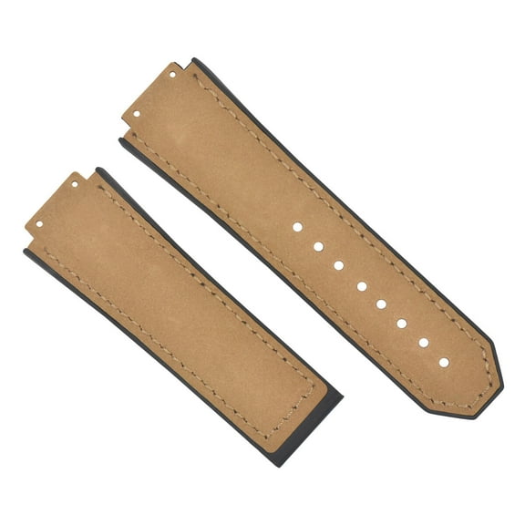 28MM SUEDE LEATHER BAND STRAP FOR HUBLOT BIG BANG CERAMIC FUSION L/BROWN/TAN TQ