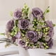 thumbnail image 1 of Xiao Hua Ramo de rosas artificiales de seda, hortensias, estilo vintage para boda (morado), 3 unidades, 1 of 3