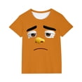 thumbnail image 2 of Blusas y camisas de manga corta con cuello redondo para niños y niñas, color liso, con estampado de expresión linda, manga corta, holgadas y cómodas, blusa para niña, 2 of 6