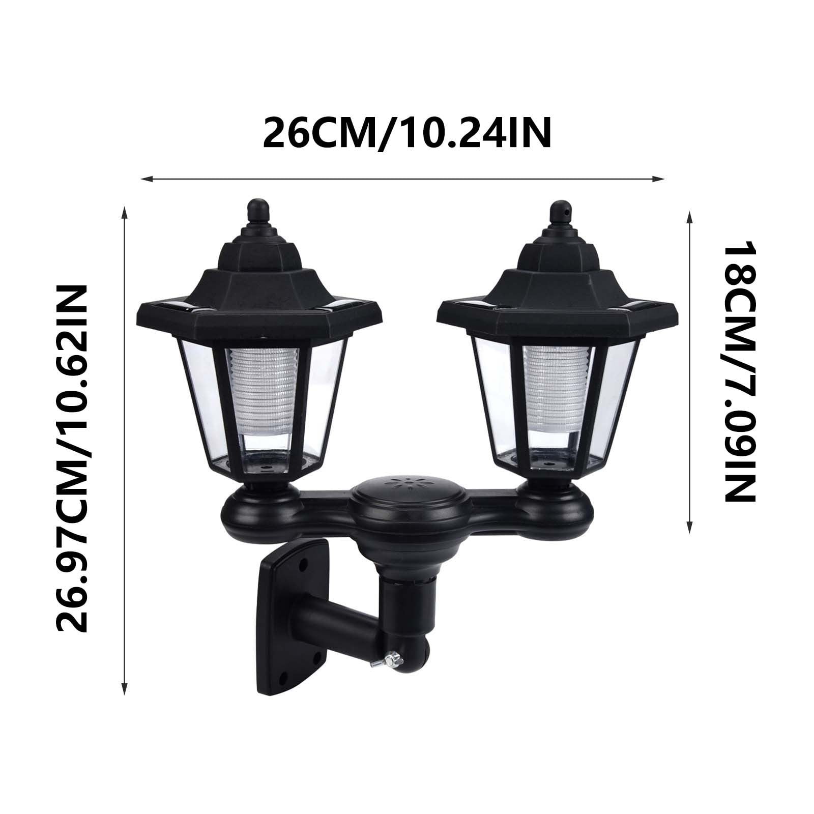 Solar Dusk to Dawn Outdoor Post Light with IP65 Waterproof, Hexagon 2-Head Modern Street Light with Sensor for Patio, Backyard, Garden, Black