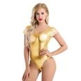 thumbnail image 2 of JanJean Women's One Piece Shiny Metallic Dance Leotards Gymnastics Bodysuit Dancewear Swimwear Gold XXL, 2 of 7
