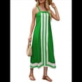 thumbnail image 2 of Vestido Bohemio Floral para Mujer, Vestido Informal de Verano con Bloques de Color. Verde S, 2 of 8