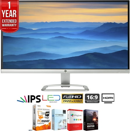 HP 27er 27-Inch 16:9 IPS LED Backlit 1920 x 1080 Monitor (Silver) T3M88AA#ABA + Elite Suite 18 Standard Editing Software Bundle + 1 Year Extended