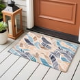 thumbnail image 5 of Abstract Stripes Washable Small Entryway Area Rugs 2'x3', Brown Blue Gradient Wavy Lines Leaf Texture Low Pile Throw Rug Non-Slip Sturdy Edge Binding Carpet for Front Door Floor Room Entry, 5 of 9