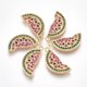 thumbnail image 1 of 1Pcs Brass Cubic Zirconia Pendants Watermelon Colorful Real 18K Gold Plated for Women DIY Necklace Bracelet Earring Jewelry Craft Making 17x7.5x2mm Hole: 1.2mm, 1 of 2