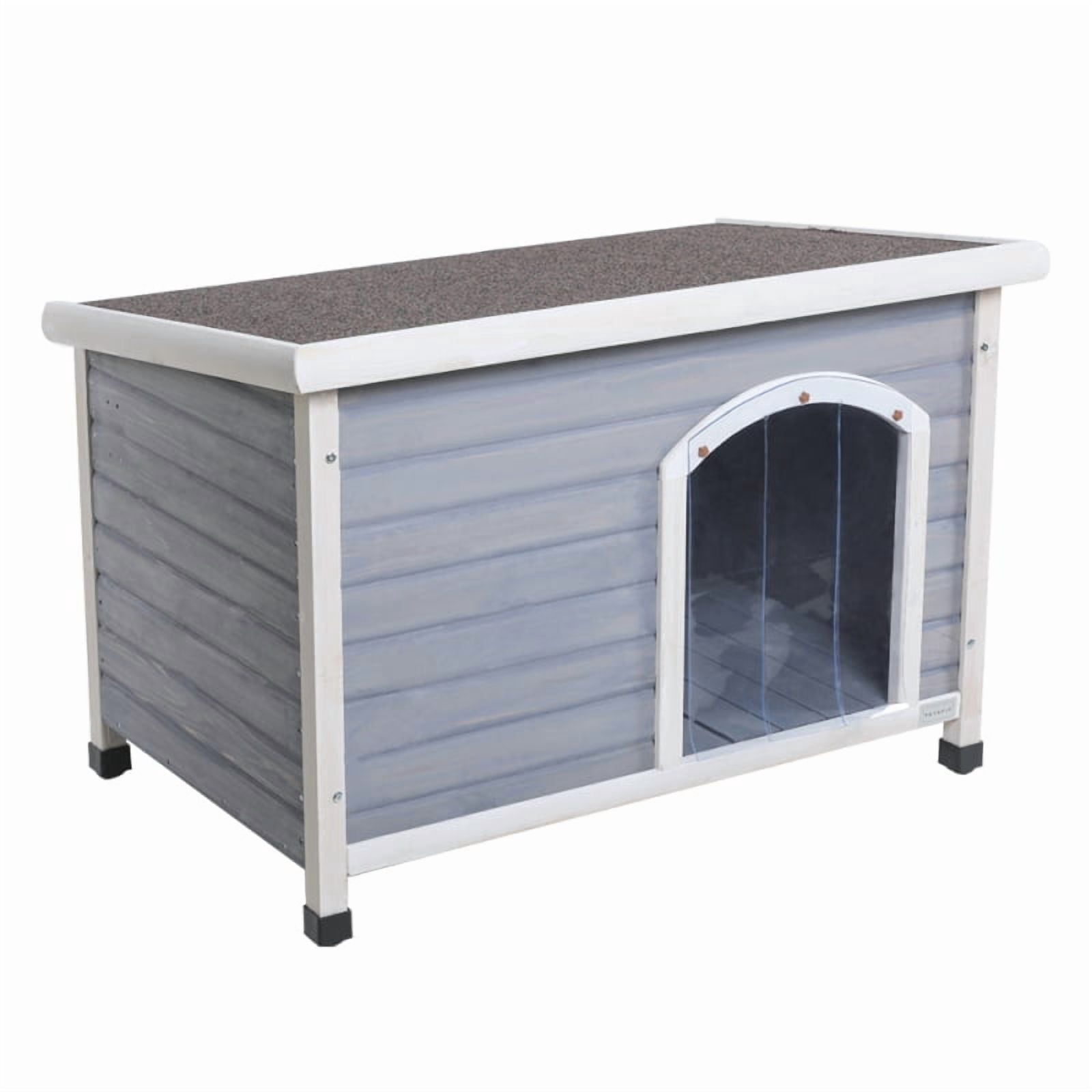 Medium Wooden Outdoor Dog House, Waterproof Roof, Elevated Floor, Adjustable Plastic Feet, Red