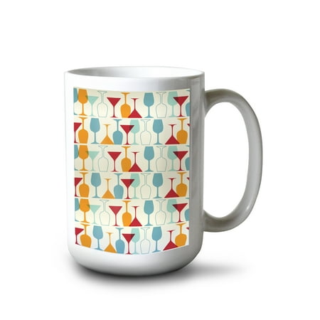 

15 fl oz Ceramic Mug Wine and Martini Glass Pattern Dishwasher & Microwave Safe