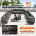thumbnail image 5 of Gotland 15 Pieces Outdoor Patio Furniture Set with Propane Fire Pit Table Outdoor Sectional Sofa, 5 of 7