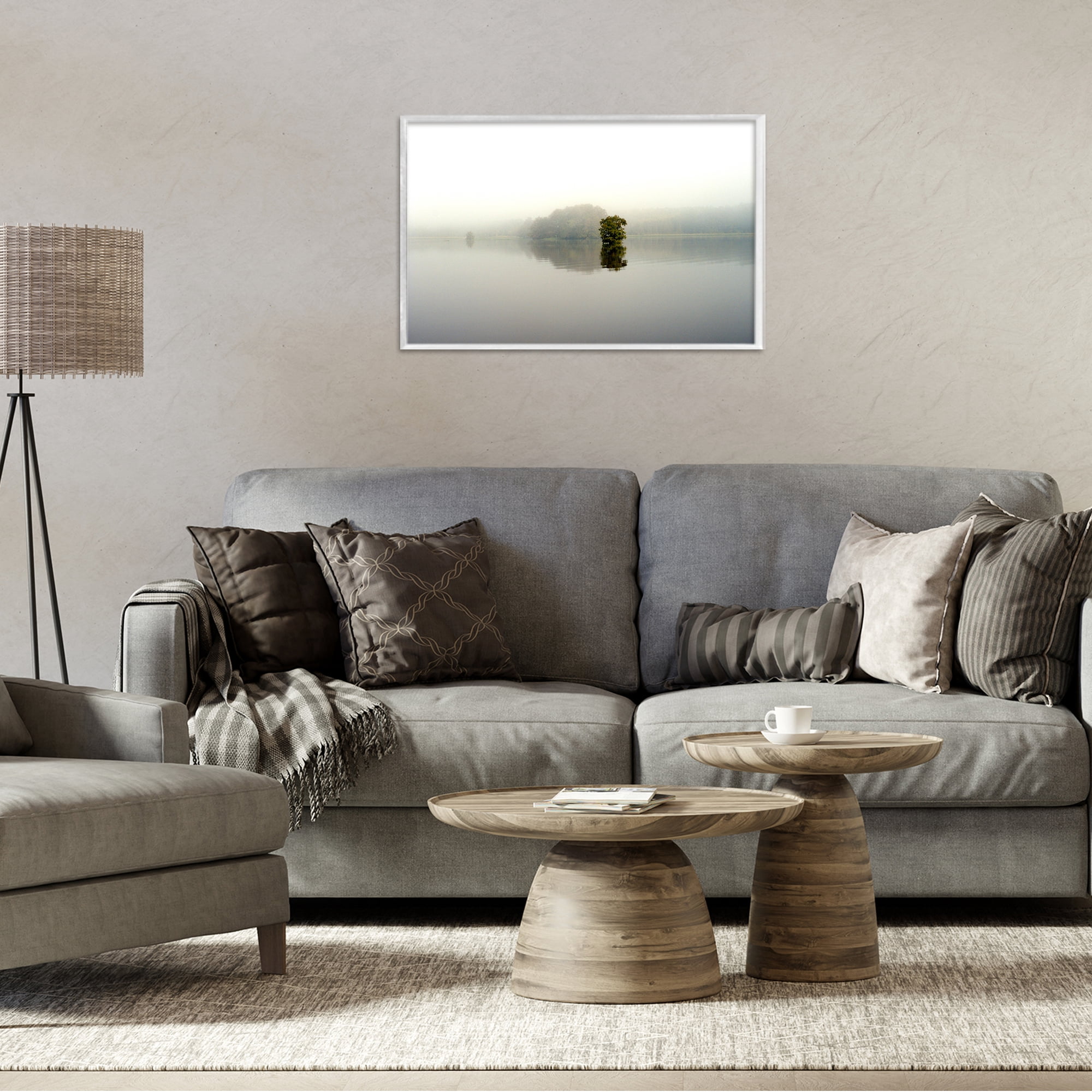 Stupell Industries Misty Lake Reflection White Framed Giclee Art, design by Gail Peck