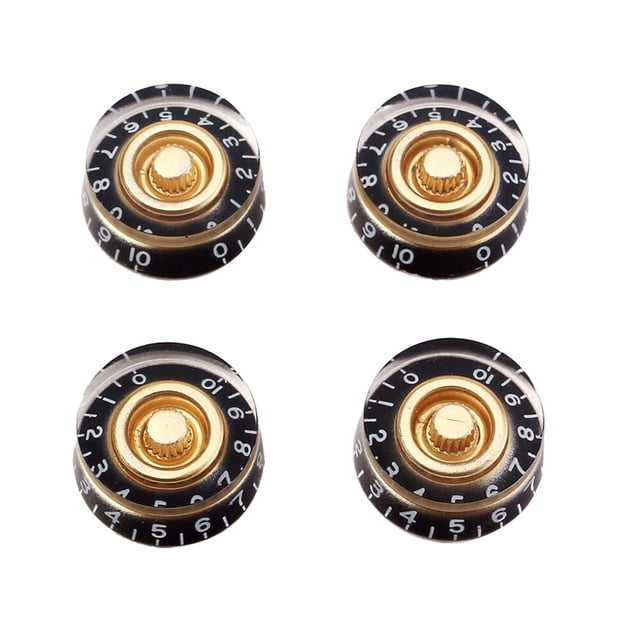 4 PCS/ Set Guitar Knobs Volume Tone Control Rotary Knobs for Epiphone Style Electric Guitar Parts Replacement (Black and Yellow)
