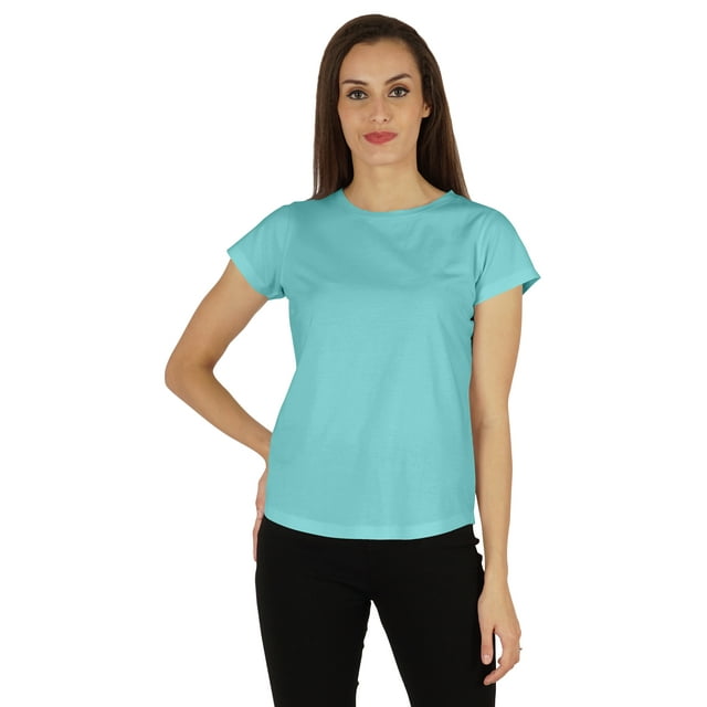 Inkmeso T-Shirt à Manches Courtes Uni pour Femmes Coupe Régulière Décontractée T-shirts Basiques Doux