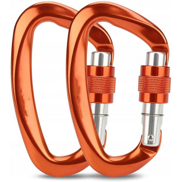 Mosquetón anticaídas Mosquetón en forma de D 12KN naranja (2 Rojo Verde