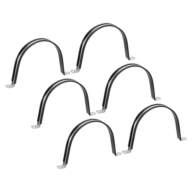 Unique Bargains 6Pack 6' Cable Clamp U Shape Stainless Steel Rubber Cushioned Pipe Strap