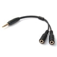 thumbnail image 1 of 3.5mm stereo audio male and microphone splitter adapter black, 1 of 5