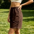 thumbnail image 4 of Womens Summer Shorts with Pockets 100% Cotton High Waist Cargo Shorts Elastic Waist Buttoned Pockets, 4 of 6