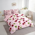 thumbnail image 2 of Manfei Fruit Cherry Bedding Queen Size, Polka Dots Bedding Sets Queen Size, Pink Cartoon Reversible Comforter Sets with Sheets, Lightweight Room Decorative, 7 Pieces, 2 of 6