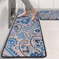 thumbnail image 2 of Kitchen Rugs Sets Of 2,Blue Paisley and Floral Pattern Anti Fatigue Kitchen Mat Rugs Non Slip Washable,Decorative Kitchen Floor Mats for Kitchen,Sink,Laundry,17"x47"+17"x47", 2 of 5