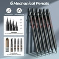 thumbnail image 3 of Nicpro 58PCS Art Drawing Supplies Kit in Leather Case, MP1000 Black Metal Mechanical Pencil Set with Drafting Pencil 0.5, 0.7, 0.9 & 2mm, 12 Micron Pen, Sketch Book, 30 Tube Lead Refills, 3 of 8