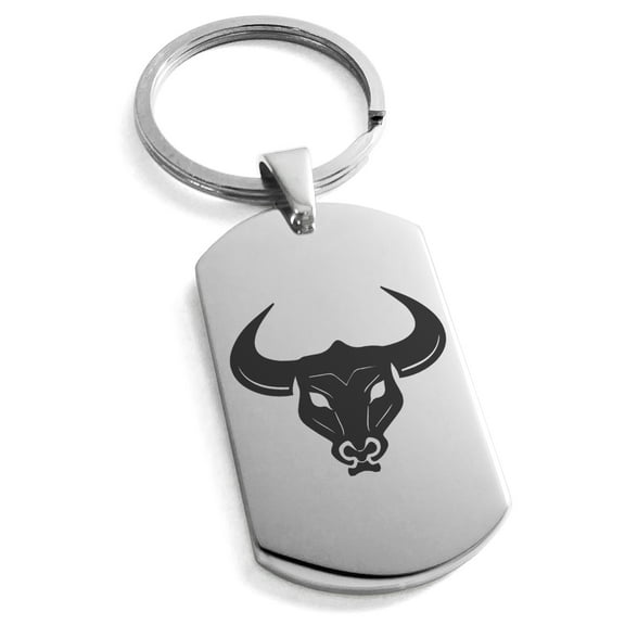 Stainless Steel Greek Mythology Minotaur Engraved Dog Tag Keychain Keyring