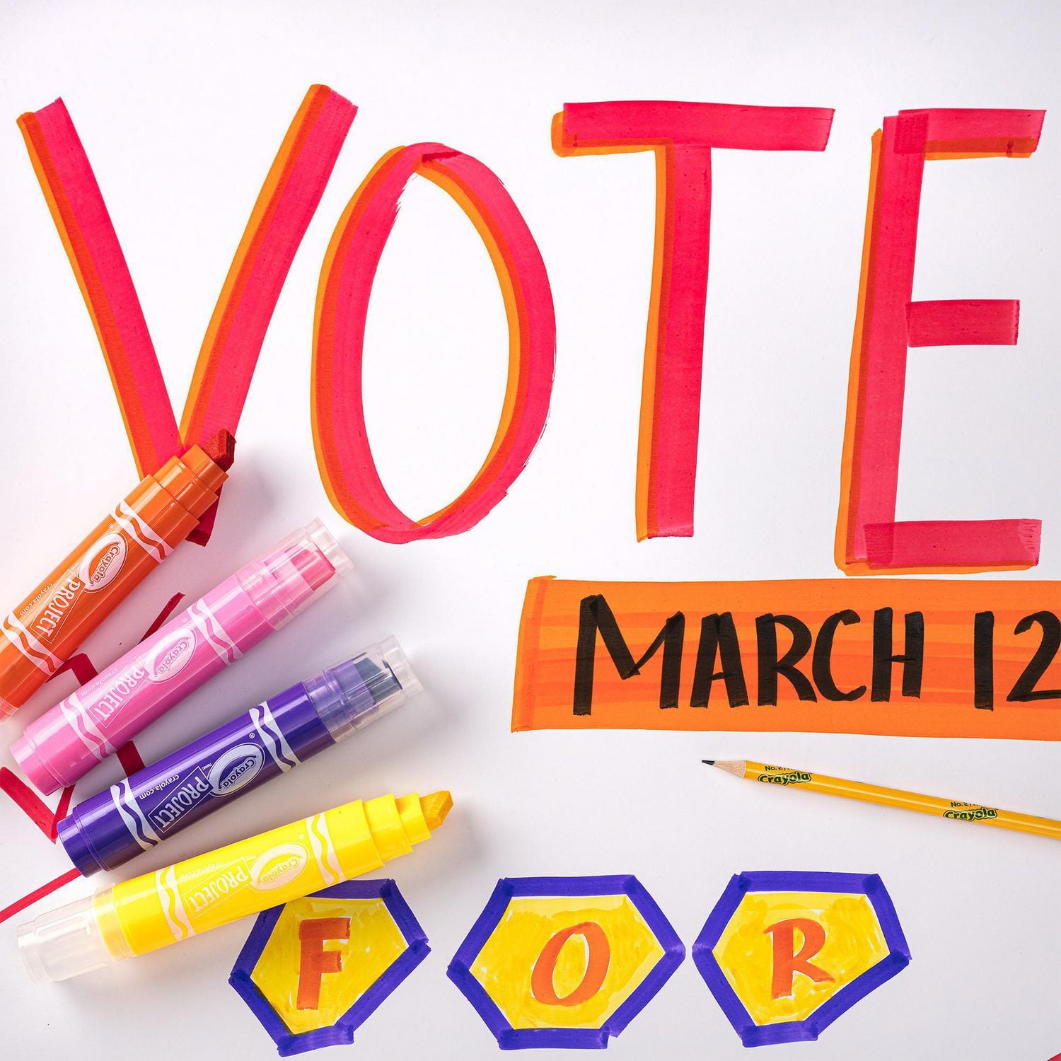 4 marqueurs d'affiches XL Crayola Project - Couleurs vives