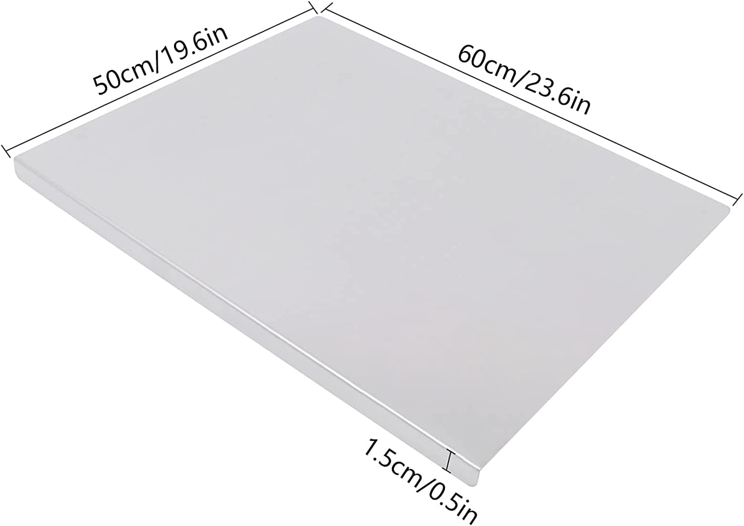 Miumaeov Cutting Boards Chopping Board Large Stainless Steel Kitchen Cutting Board with L-Shaped Folded Edge for Cutting Vegetables Kneading Dough 23.6 * 19.6 * 0.5"
