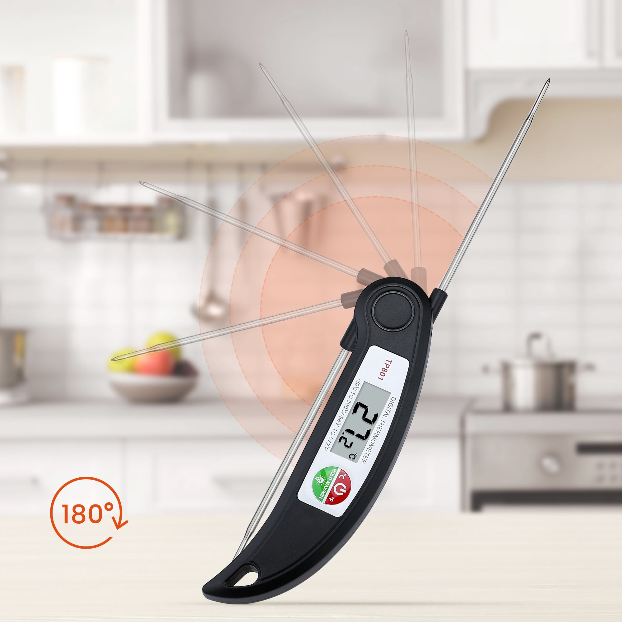 Unique Bargains Digital Meat Instant Read Food Thermometer Black/Sliver