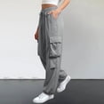 thumbnail image 2 of Women's High Elastic Waist Cargo Jogger Pants Baggy Streetwear Trousers, 2 of 6